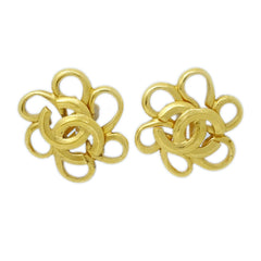 Chanel Vintage CC Flower Clip-On Earrings Metal