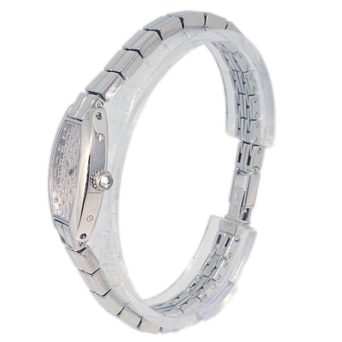 Cartier Mini Tonneau Lanier Quartz Watch White Gold with Diamond Bezel