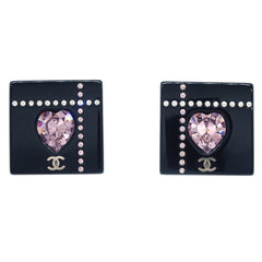 Chanel Vintage Square Clip-On Earrings Plastic