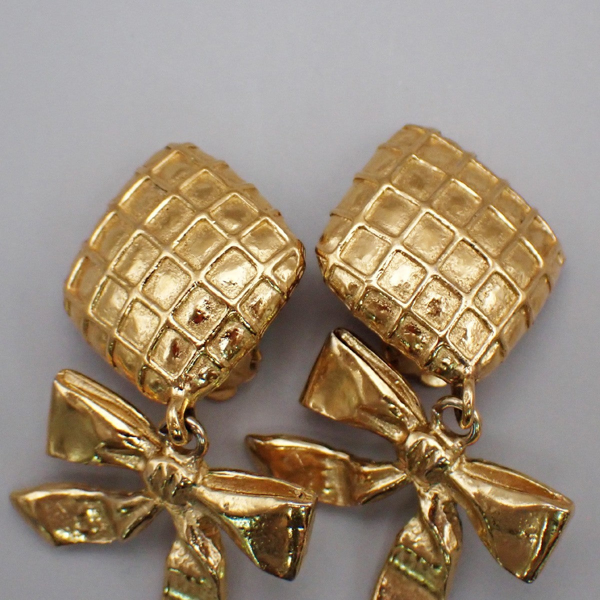 Chanel Vintage Clip On Bow Earrings Metal