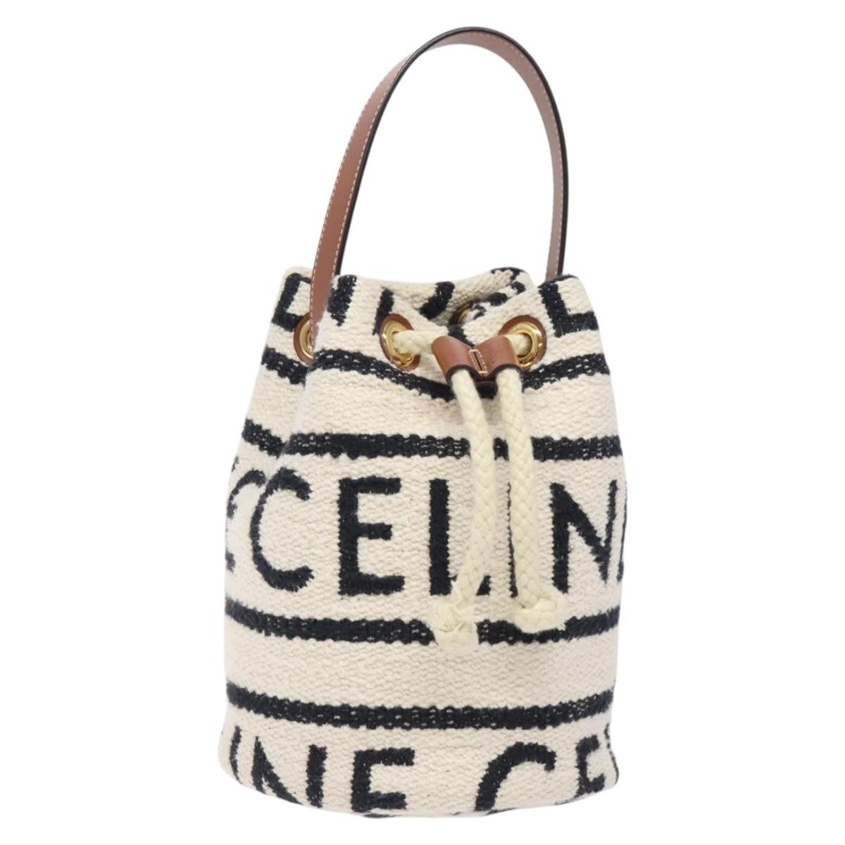 Celine Teen Drawstring Plein Soleil Bucket Bag Canvas with Leather