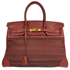 Hermes Birkin Handbag Red Crinoline Taurillon Clémence
