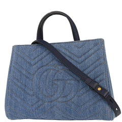 Gucci Pearly GG Marmont Tote Matelasse Denim