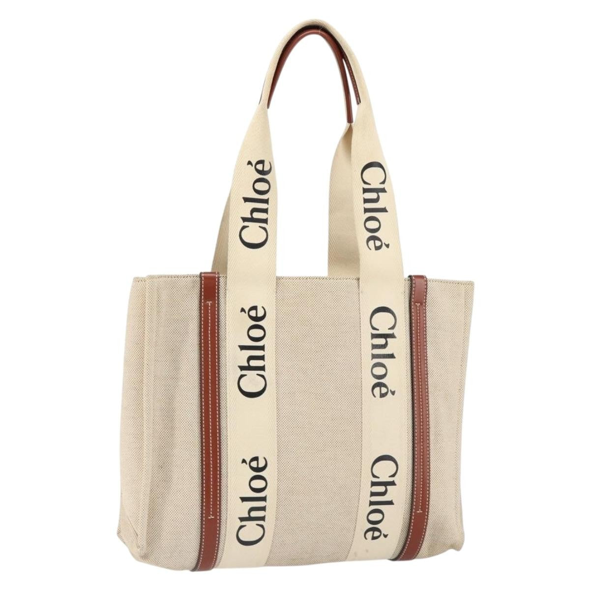 Chloe Woody Tote Canvas with Leather