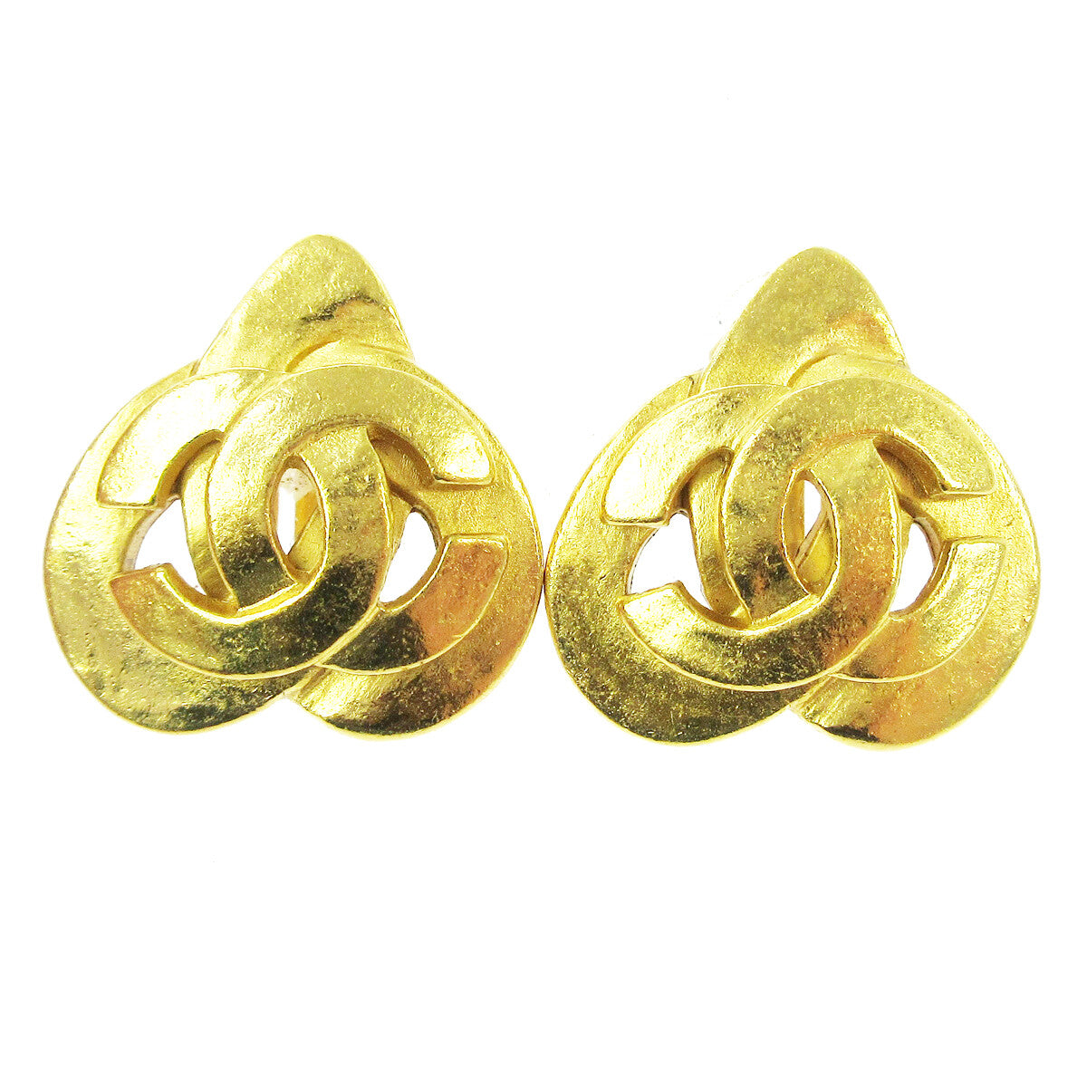 Chanel Vintage CC Heart Cut Out Drop Clip-On Earrings Metal