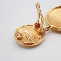 Chanel CC Lion Head Drop Earrings Metal