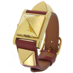 Hermes Medor Quartz Watch Plated Metal and Leather