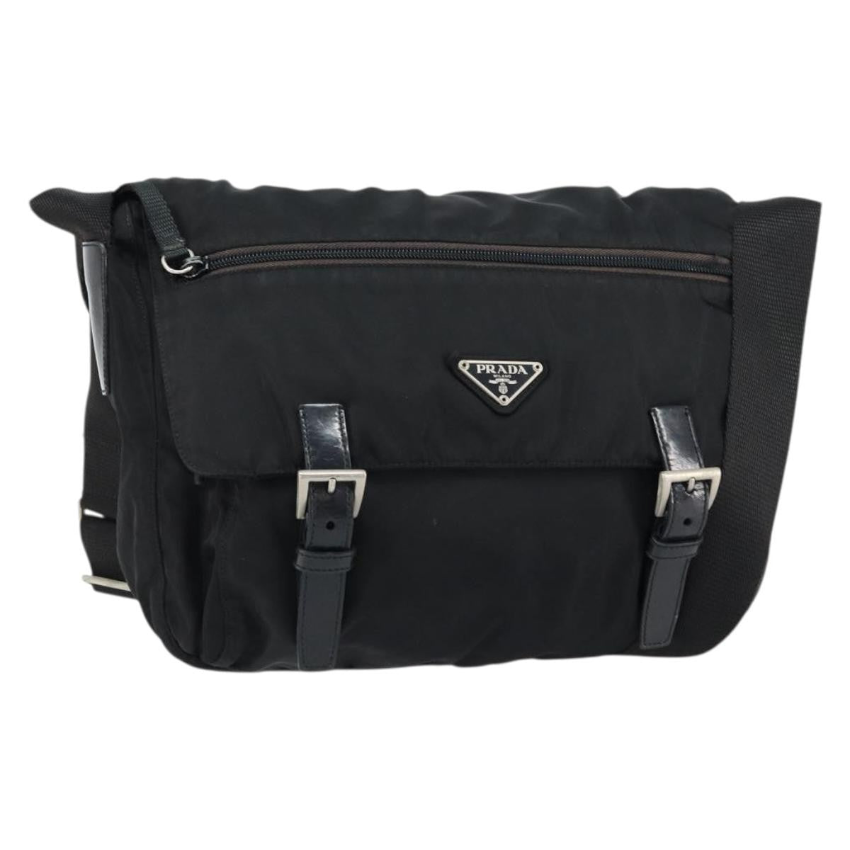Prada Double Buckle Flap Messenger Bag Tessuto