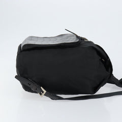 Prada Cinch Buckle Flap Backpack Tessuto with Crocodile Embossed Leather