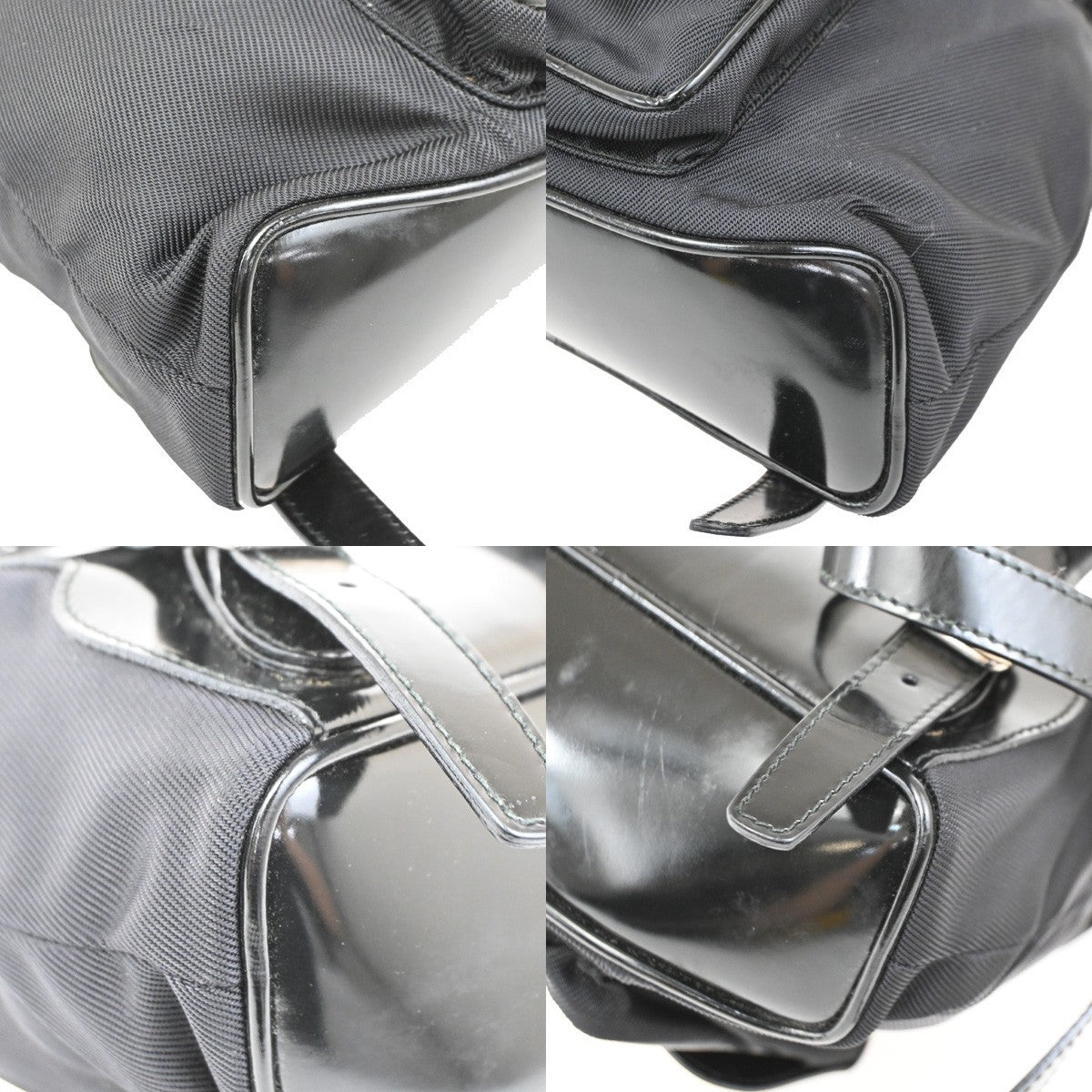 Gucci Vintage Bamboo Backpack Nylon and Patent Leather