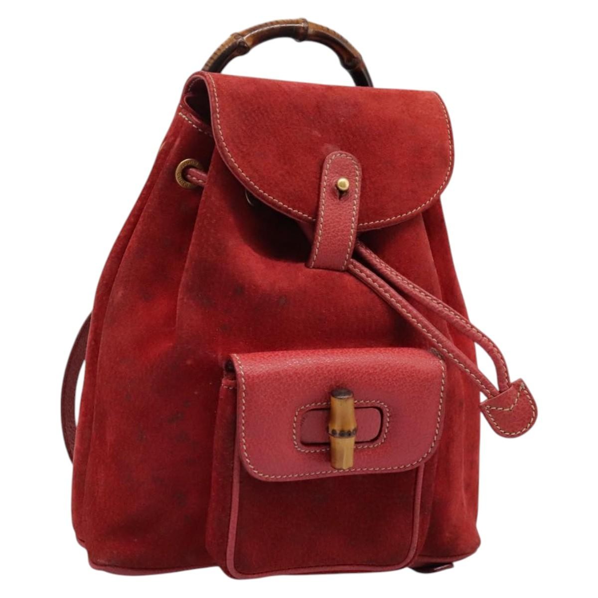 Gucci Vintage Bamboo Backpack Suede
