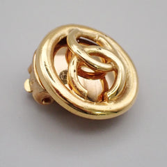 Chanel Vintage CC Round Clip-On Earrings Metal