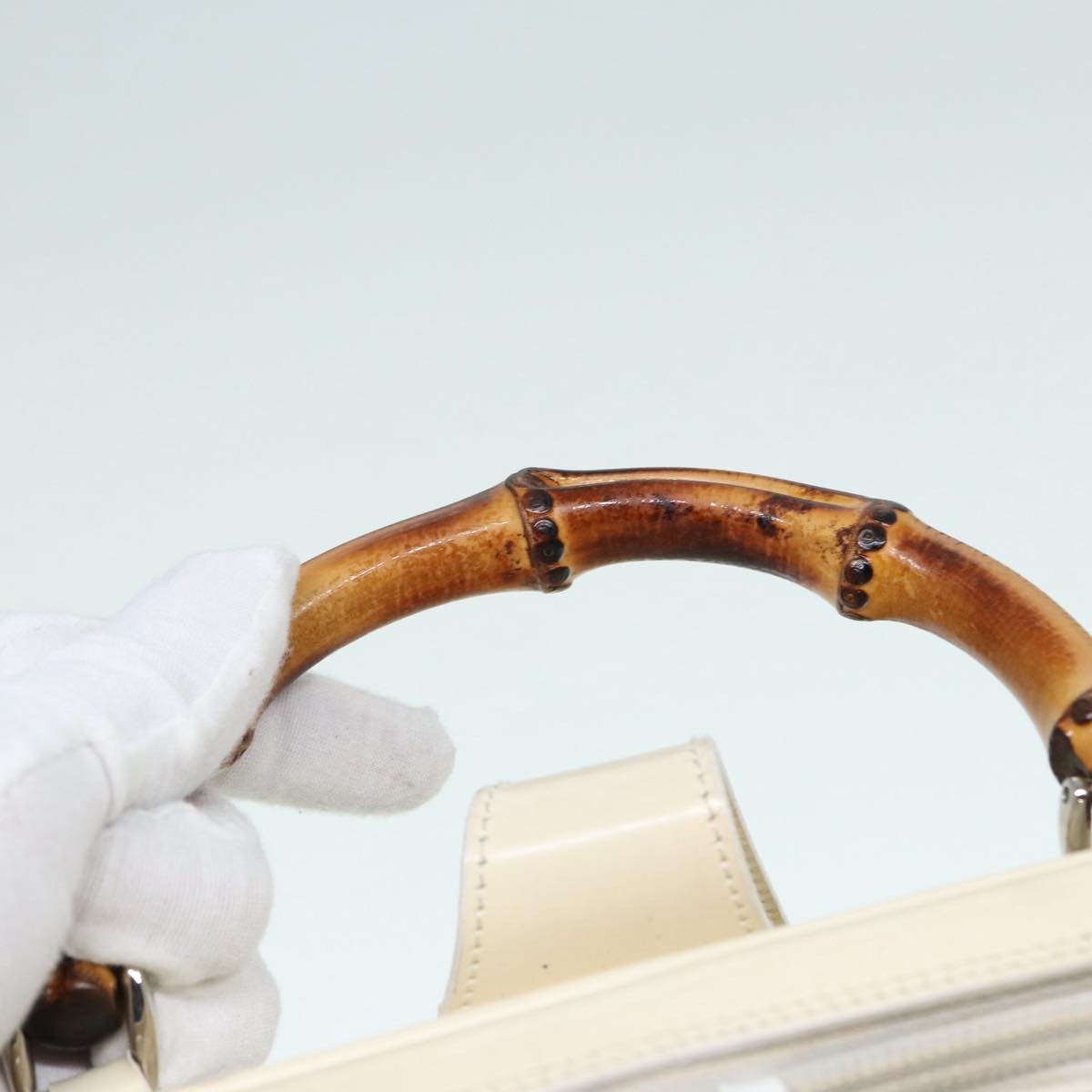 Gucci Vintage Bamboo Backpack Nylon and Patent Leather