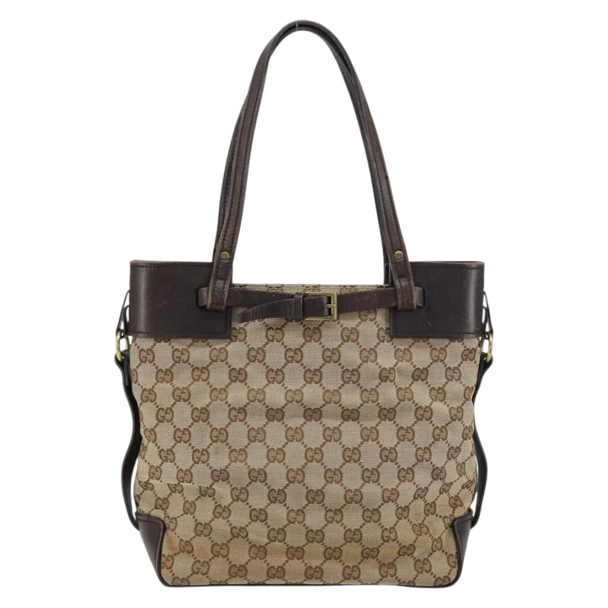 Gucci Belted Bucket Tote GG Canvas with Leather