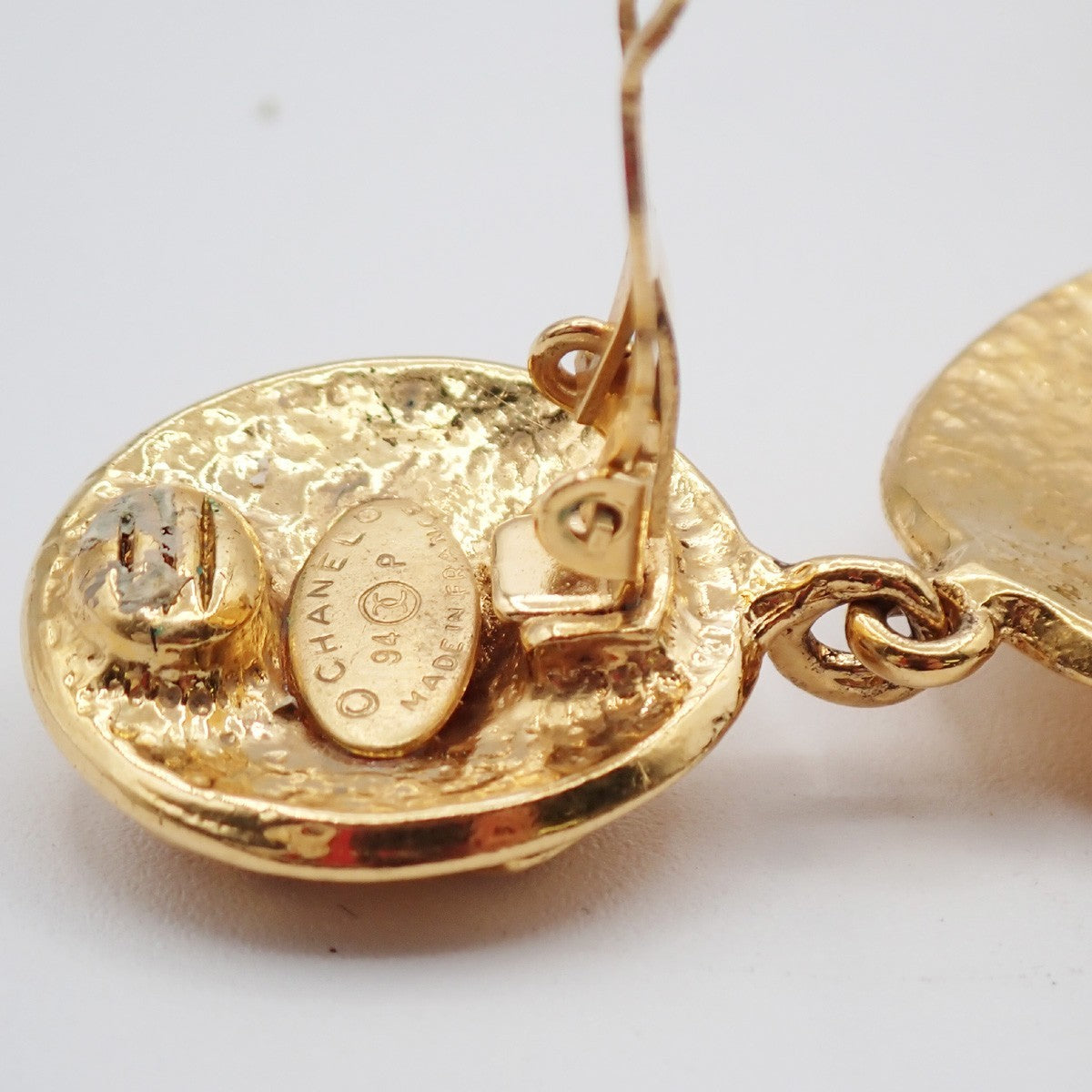 Chanel Vintage CC Round Drop Clip-On Earrings Metal