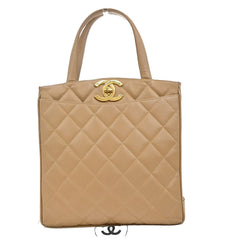Chanel Vintage CC Lock Pocket Tote Quilted Caviar