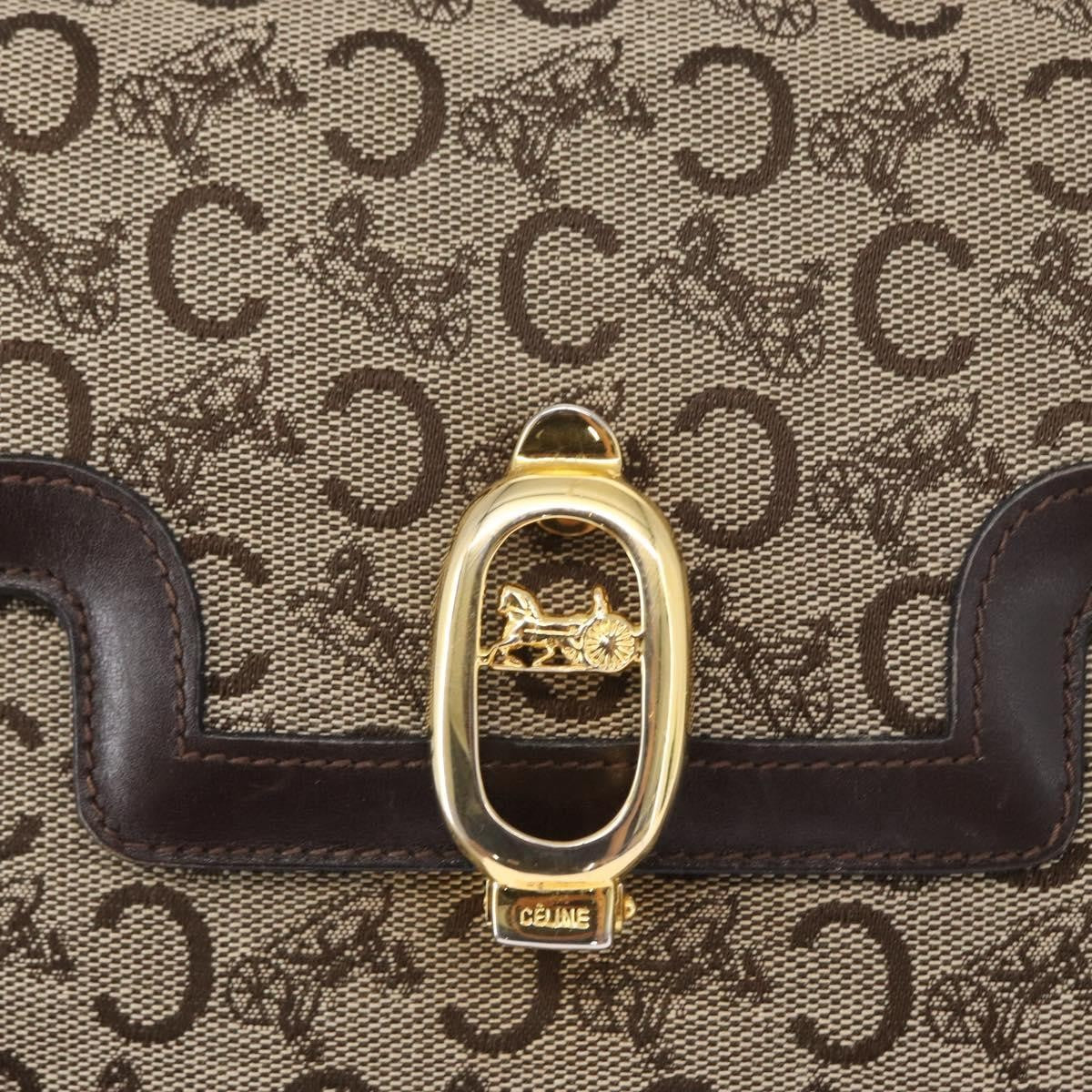 Celine Vintage C Sulky Horsebit Shoulder bag Canvas and Leather