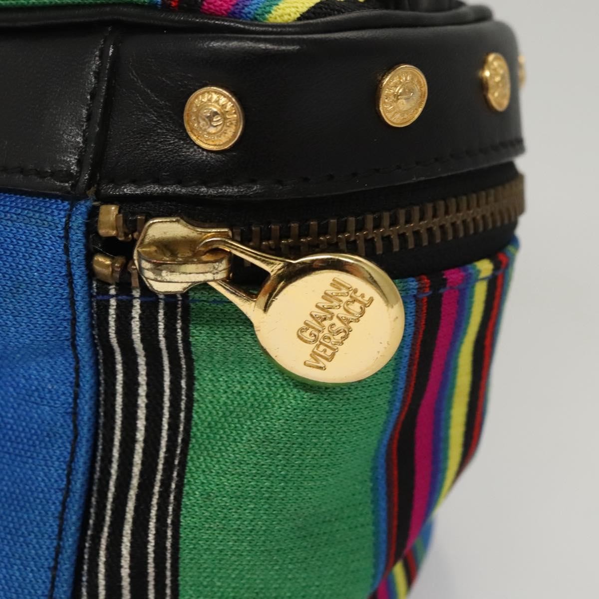 Versace Vanity Hand Bag Canvas and Leather