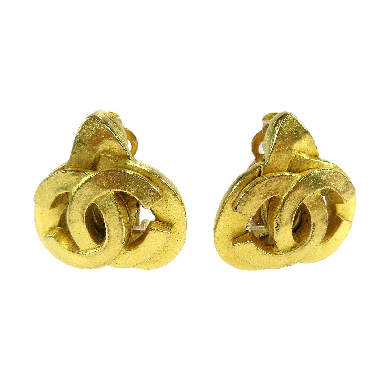Chanel Vintage CC Heart Clip-On Earrings Metal