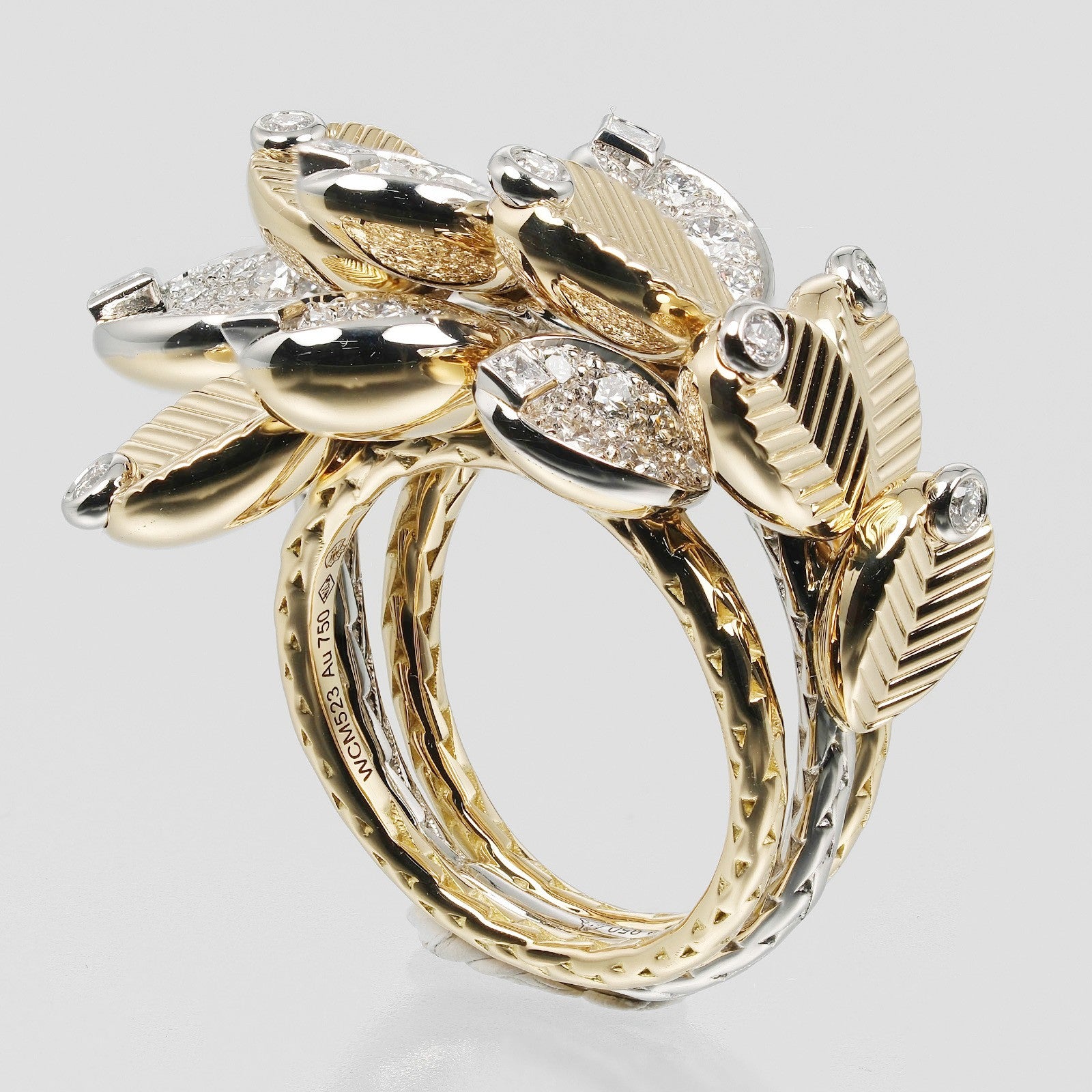 Cartier Grain de Cafe Ring 18K Yellow Gold with 18K White Gold and Diamonds