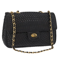 Bally Vintage Chain Shoulder Bag Quilted Leather