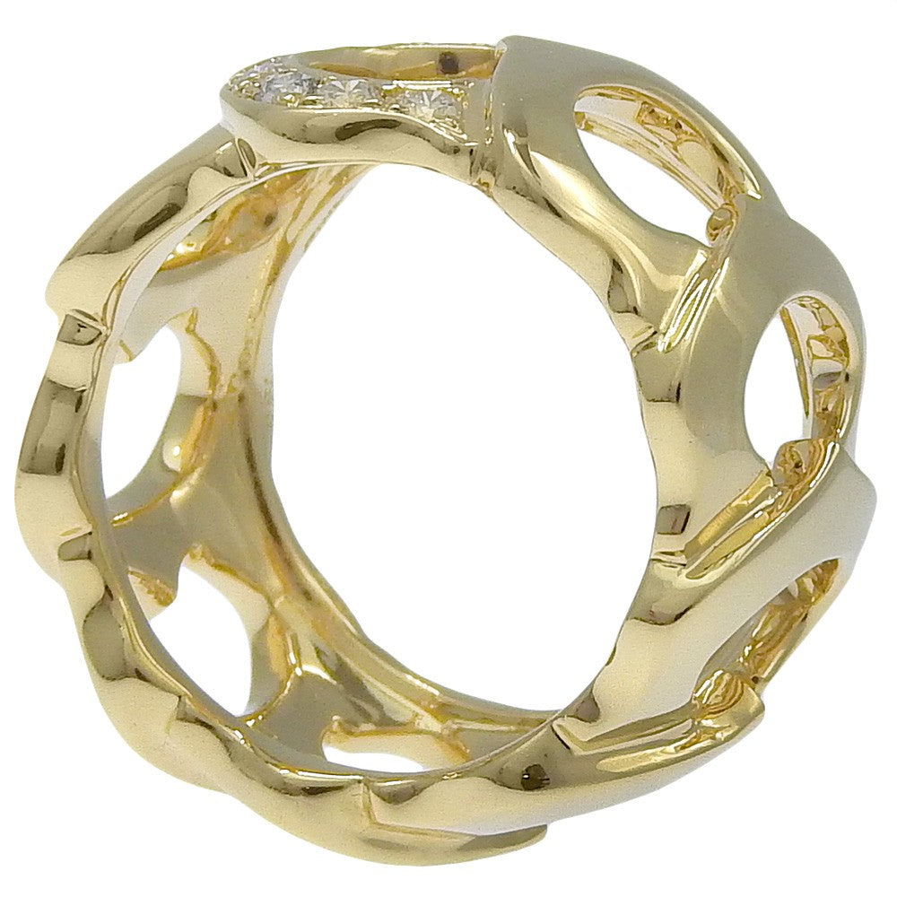 Cartier C de Cartier Link Band Ring 18K Yellow Gold and Pave Diamonds