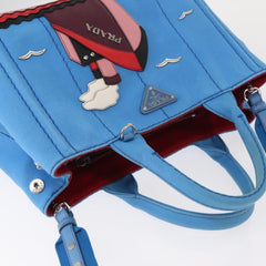 Prada Canapa Convertible Tote Canvas with Applique