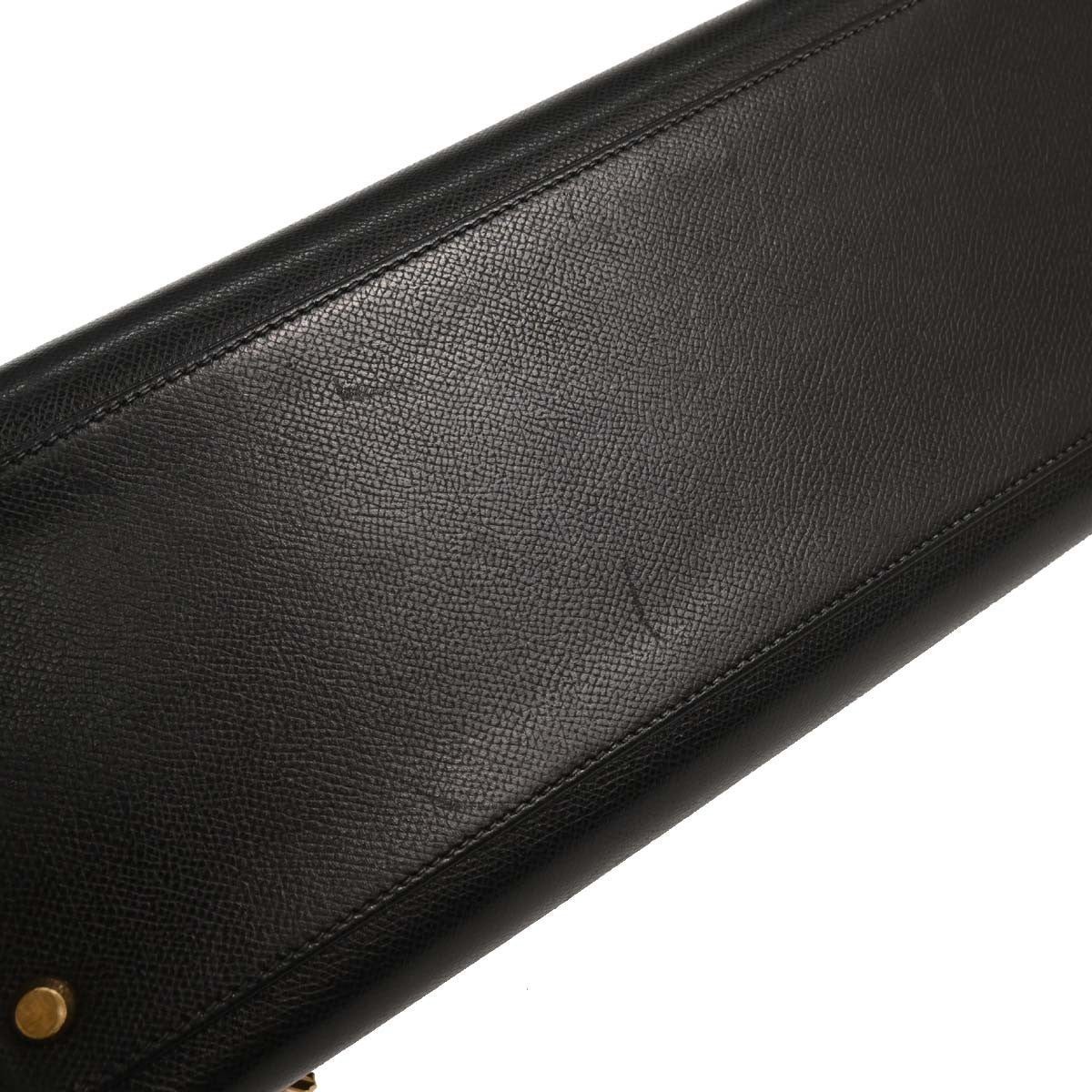 Hermes Kelly Handbag Black Courchevel with Palladium Hardware