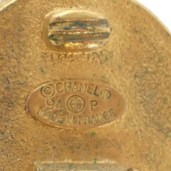 Chanel Vintage Round CC Button Clip-On Earrings Metal and Faux Pearl