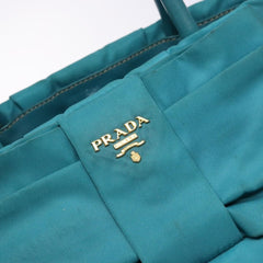 Prada Logo Bow Tote Tessuto with Leather