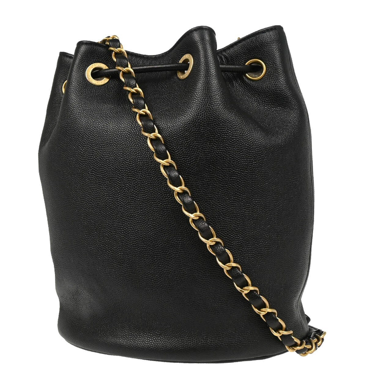 Chanel Deauville Drawstring Bucket Bag Studded Caviar