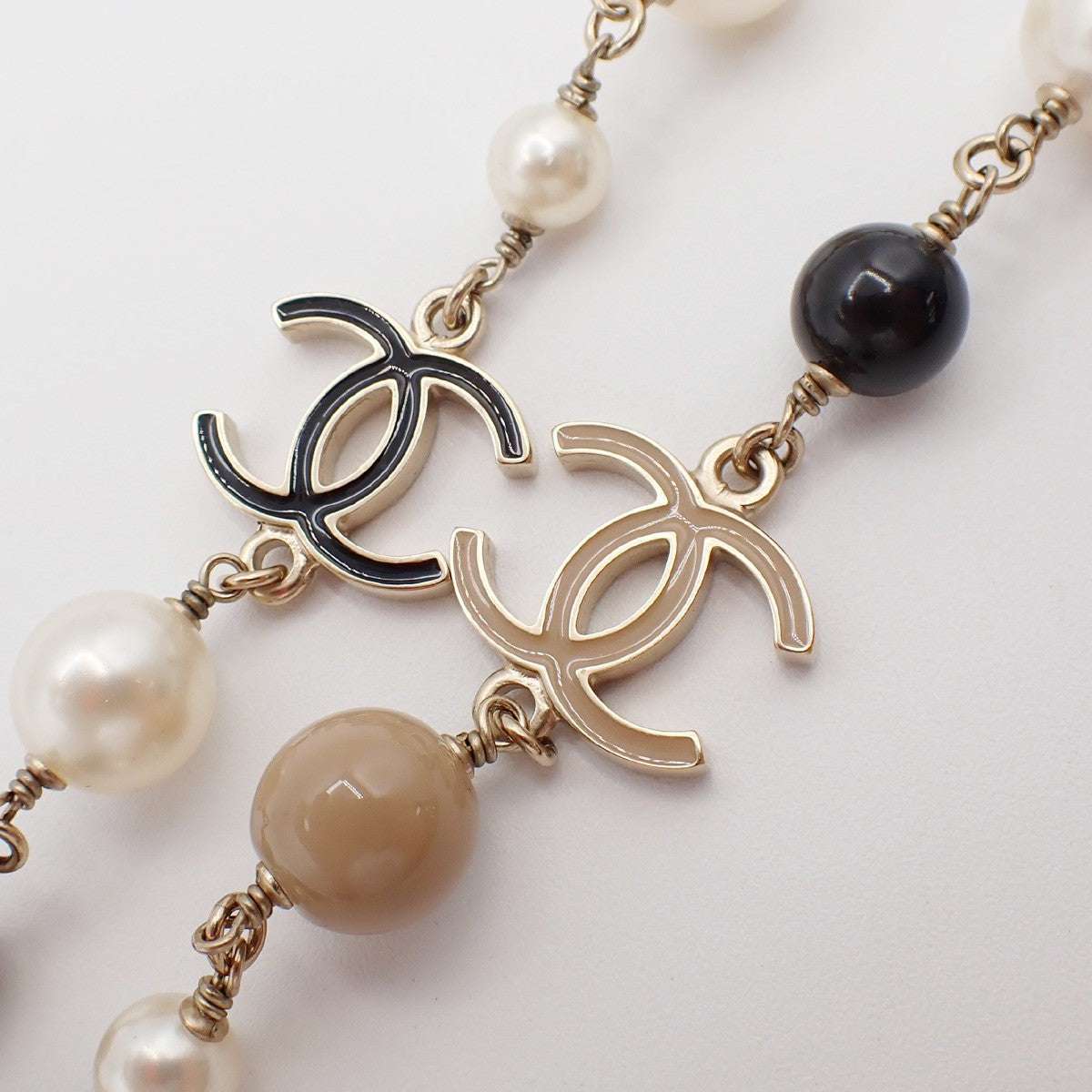 Chanel CC Coco Mademoiselle Figurine Pendant Necklace Metal with Faux Pearl and Enamel