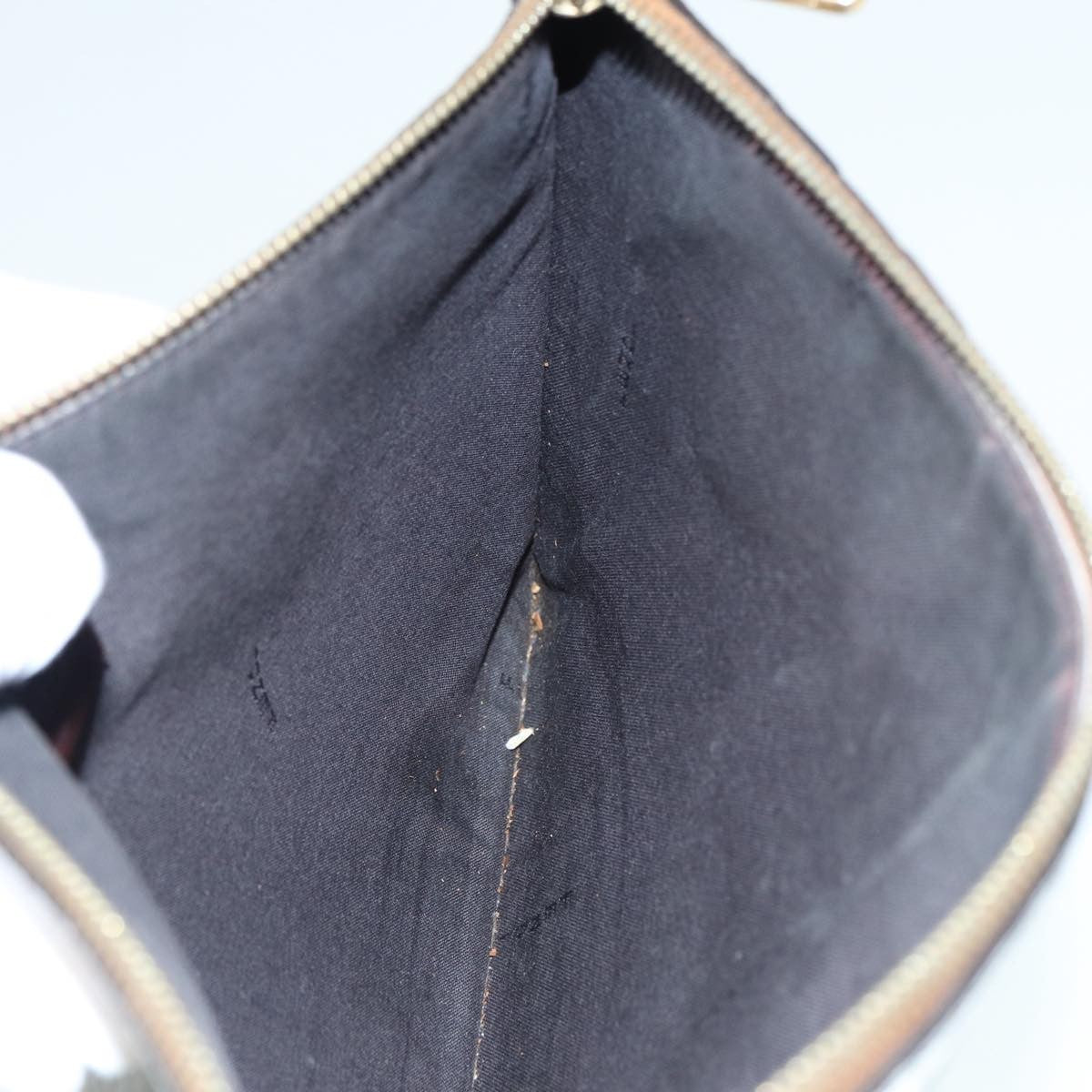 Fendi Mania Logo Zip Pouch Inlaid Leather