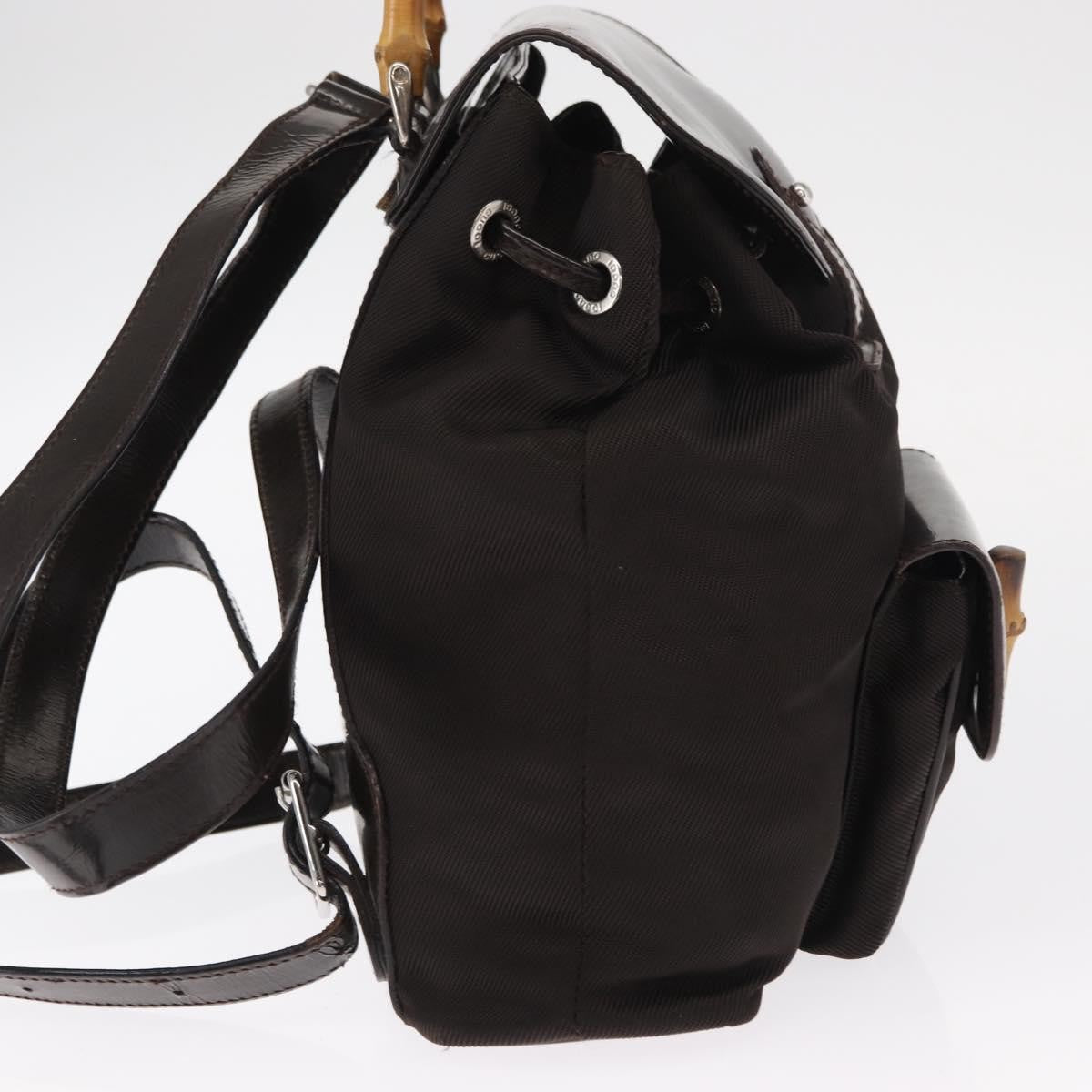 Gucci Vintage Bamboo Backpack Nylon and Patent Leather