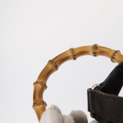 Gucci Vintage Bamboo Backpack Nylon and Patent Leather