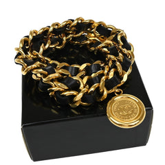 Chanel Vintage Medallion Chain Belt Metal and Leather
