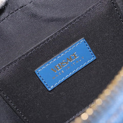 Versace Medusa Icon Front Slip Pocket Camera Bag Quilted Denim