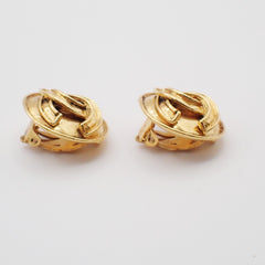 Chanel Vintage Round CC Clip-On Earrings Metal