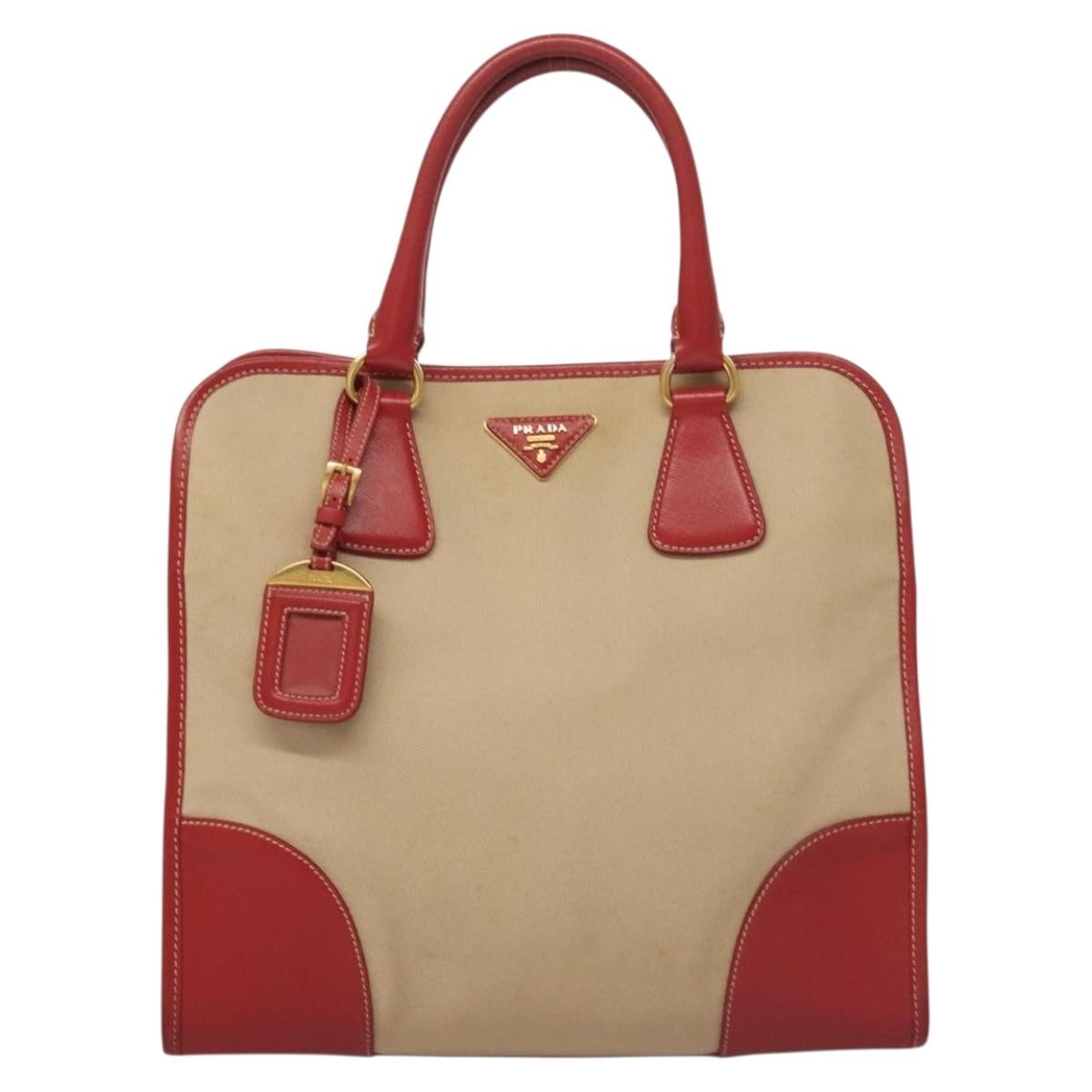 Prada Convertible Tote Canvas and Saffiano Leather