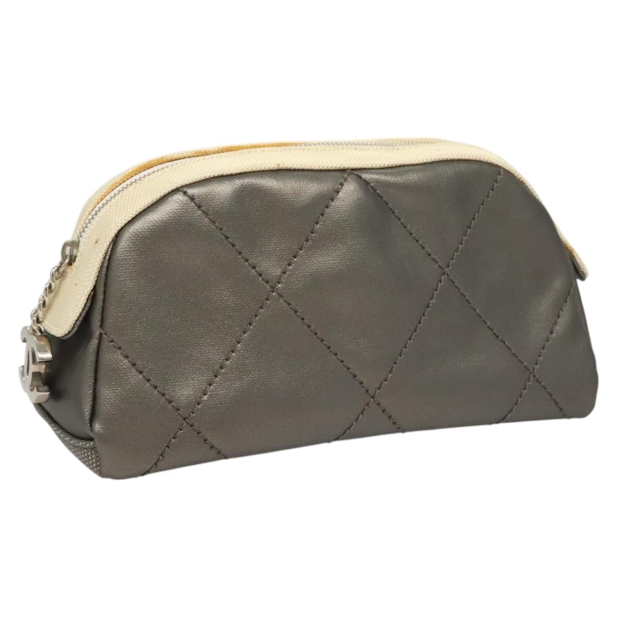 Chanel Biarritz Cosmetic Pouch Quilted Coated Canvas