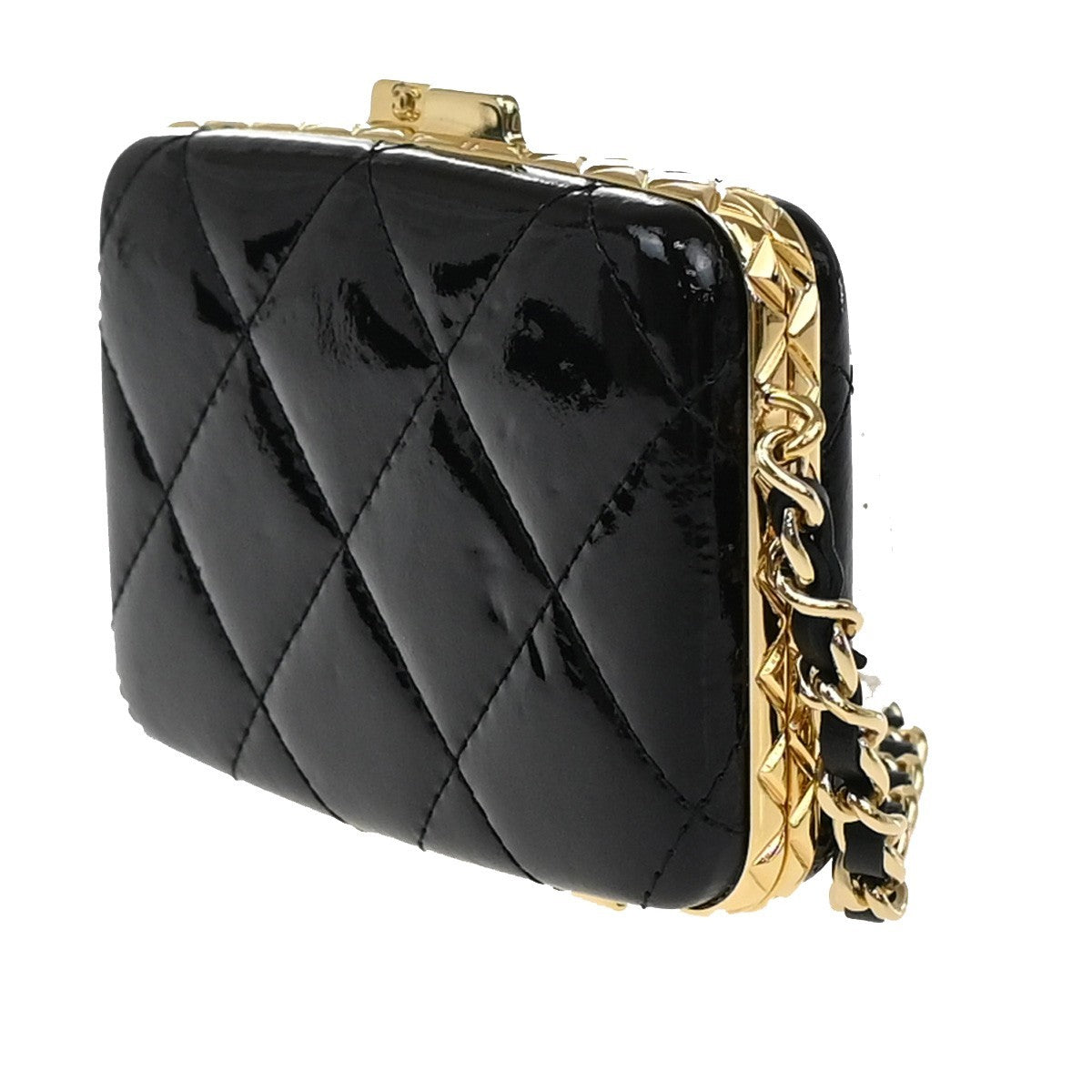 Chanel Framed Box Clutch with Chain Quilted Patent