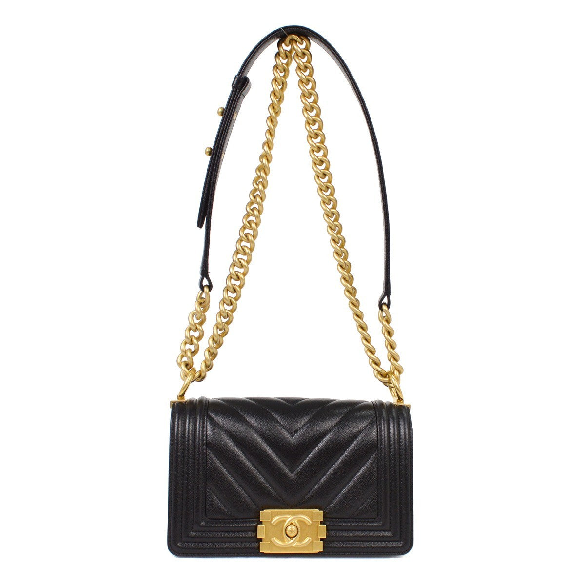 Chanel Boy Flap Bag Chevron Caviar