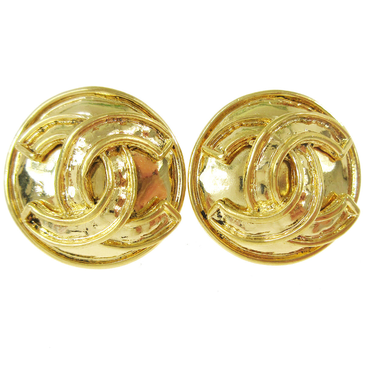 Chanel Vintage Round CC Clip-On Earrings Metal
