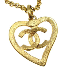 Chanel CC Heart Pendant Necklace Metal