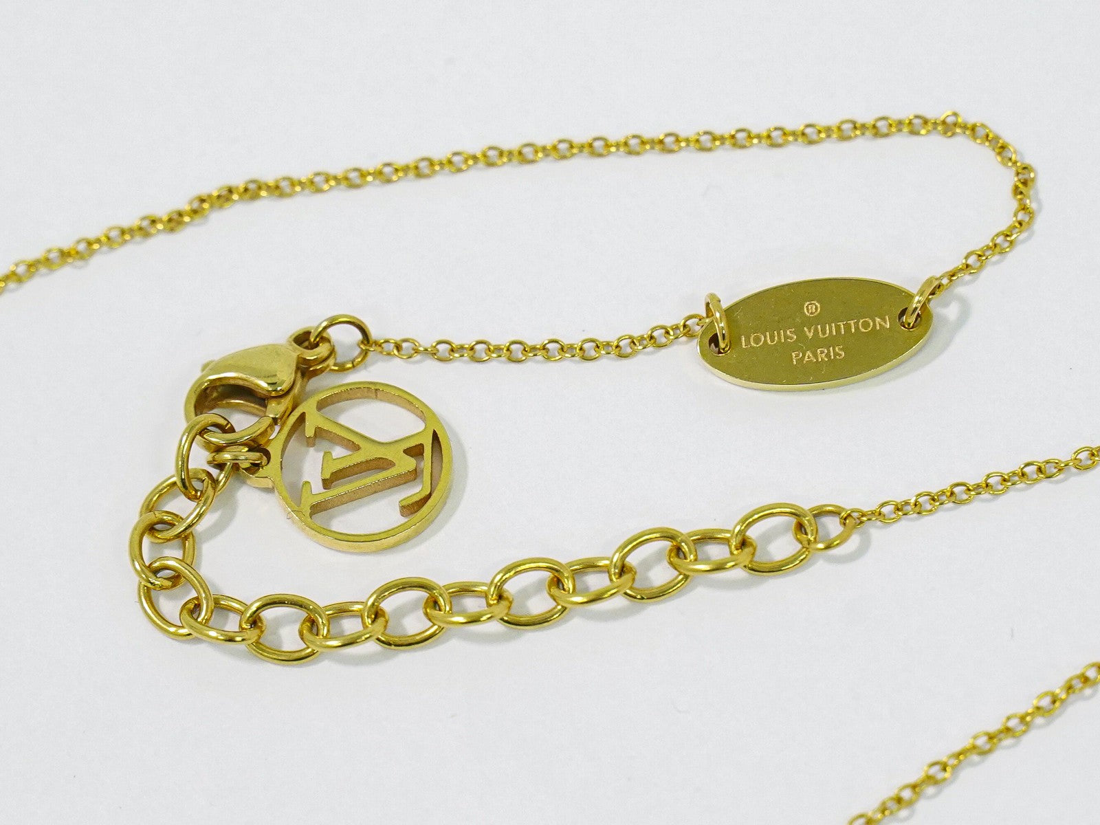 Louis Vuitton Nanogram Name Tag Pendant Necklace Metal