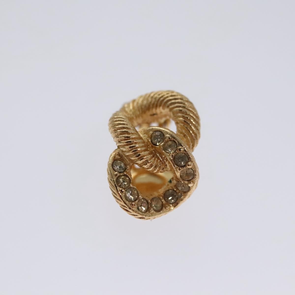 Christian Dior Vintage Chain Link Clip-On Earrings Metal with Crystals