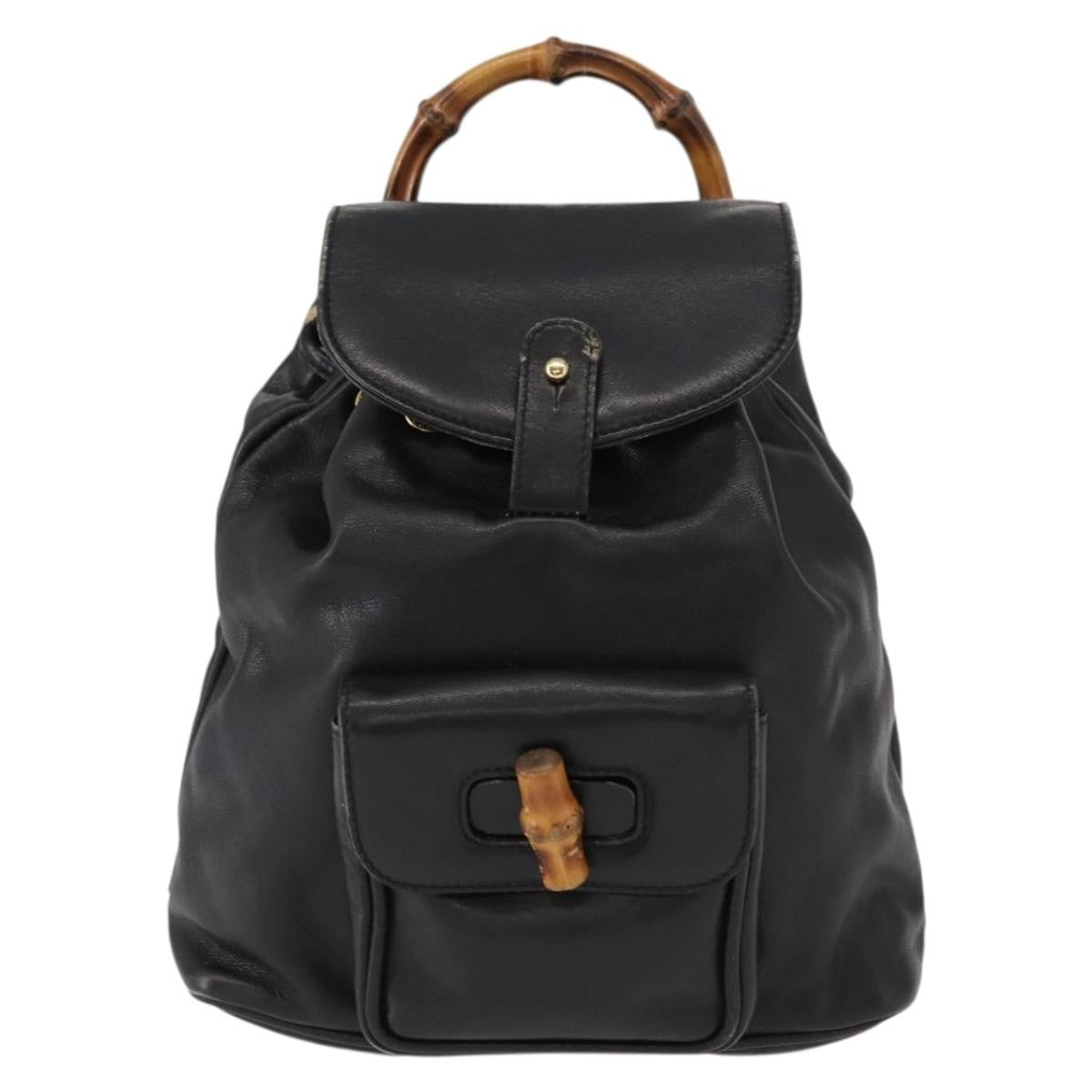 Gucci Vintage Bamboo Backpack Leather