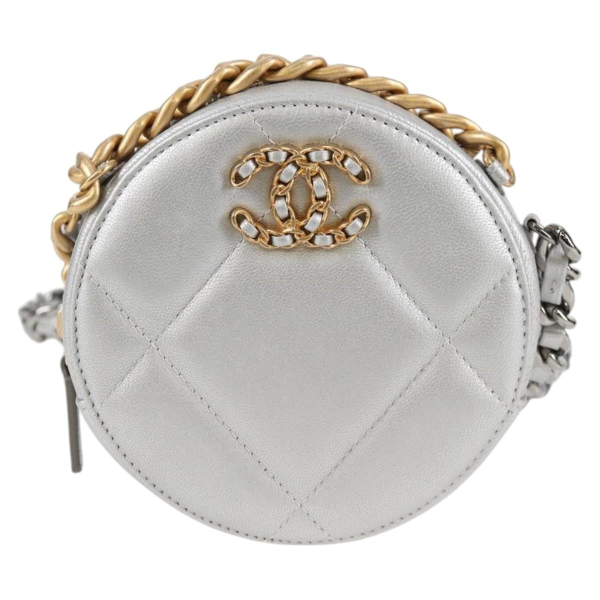 Chanel 19 Round Clutch with Chain Quilted Leather