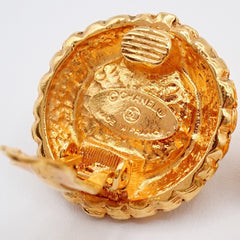 Chanel Vintage Round Clip-On Earrings Metal with Faux Pearl