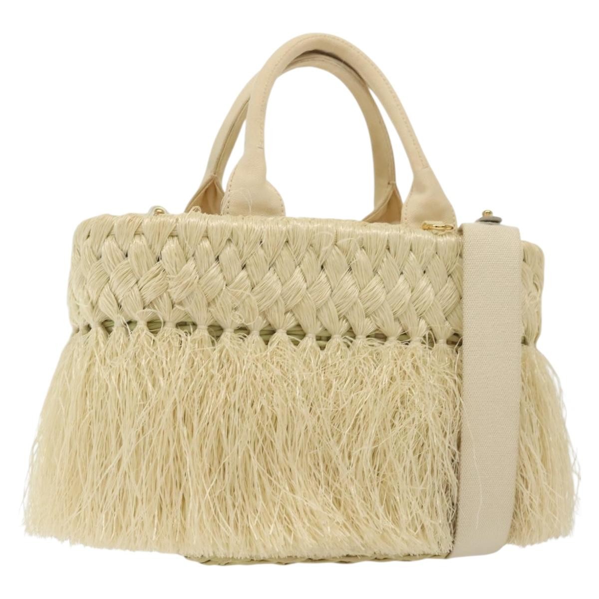 Prada Fringe Wicker Tote Woven Straw
